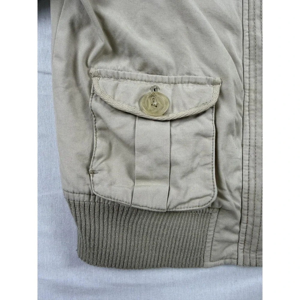 U2 Ladies Twill Quilted Thermolite Hooded Bomber Jacket Women M Beige Streetwear